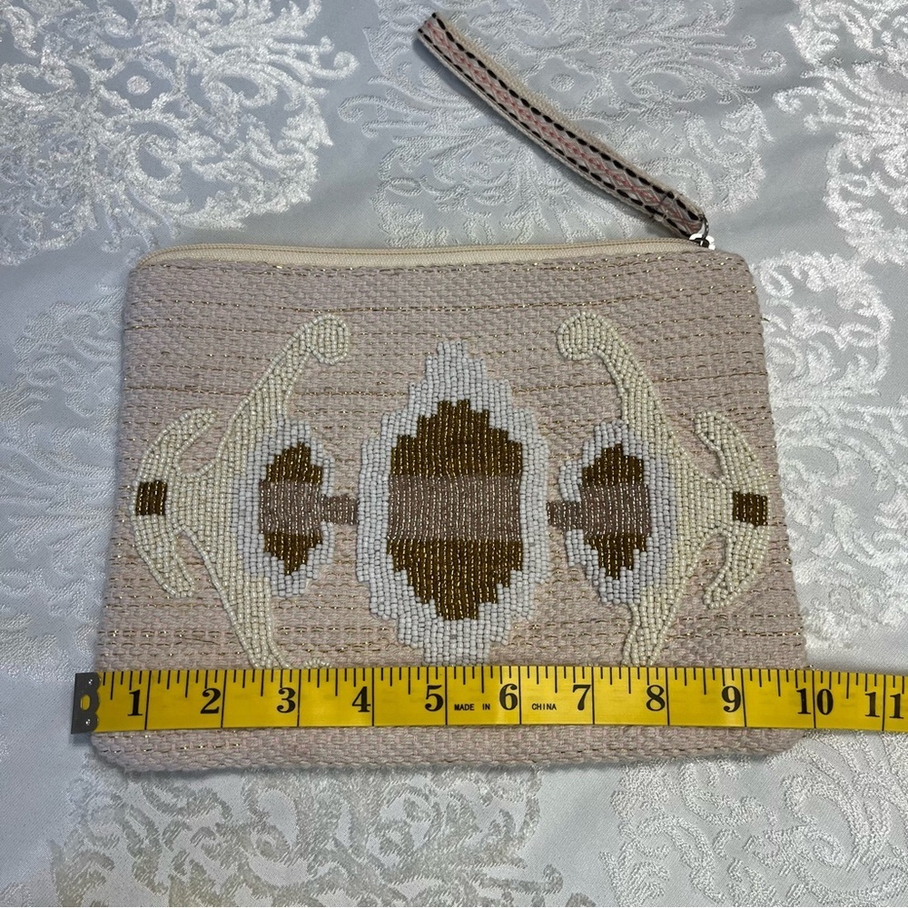 America & Beyond Beaded Wristlet & Pouch Set Light Tan - Picture 9 of 11